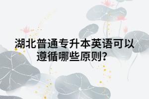 湖北普通專升本英語可以遵循哪些原則?