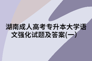 2020年湖南成人高考專升本大學(xué)語文強化試題及答案(一)