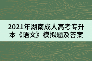 2021年湖南成人高考專升本《語文》模擬題及答案(二)
