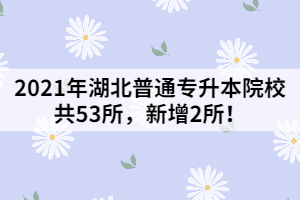 2021年湖北普通專升本院校共53所，新增2所！