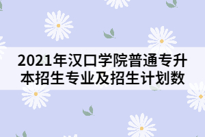 2021年漢口學院普通專升本招生專業(yè)及招生計劃數(shù)
