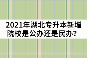 2021年湖北專升本新增院校是那兩所？是公辦還是民辦？