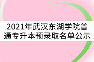 2021年武漢東湖學院普通專升本預錄取名單