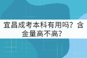 宜昌成考本科有用嗎？含金量高不高？