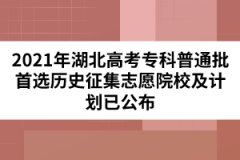 2021年湖北高考專科普通批首選歷史征集志愿院校及計(jì)劃已公布