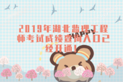 2019年湖北監(jiān)理工程師考試成績(jī)查詢(xún)?nèi)肟谝呀?jīng)開(kāi)通!