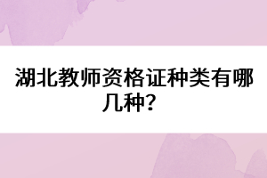 湖北教師資格證種類有哪幾種?