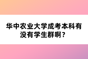 華中農(nóng)業(yè)大學(xué)成考本科有沒有學(xué)生群啊?