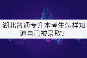 湖北普通專升本考生怎樣知道自己被錄取？