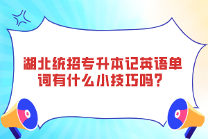 湖北統(tǒng)招專升本記英語單詞有什么小技巧嗎?