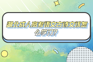 湖北成人高考語(yǔ)文古詩(shī)文該怎么學(xué)習(xí)?