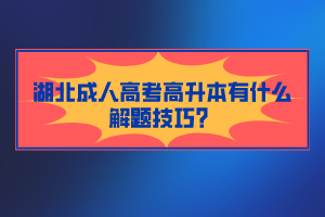 湖北成人高考高升本有什么解題技巧?