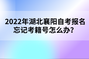 2022年湖北襄陽(yáng)自考報(bào)名忘記考籍號(hào)怎么辦?