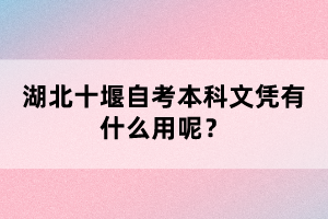湖北十堰自考本科文憑有什么用呢?