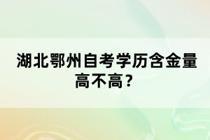 湖北鄂州自考學(xué)歷含金量高不高？