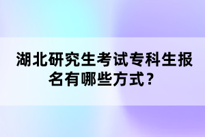 湖北研究生考試專科生報名有哪些方式？