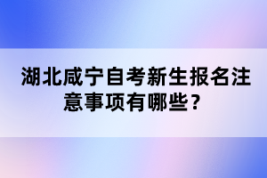 湖北咸寧自考新生報名注意事項有哪些?