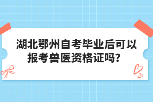 湖北鄂州自考畢業(yè)后可以報考獸醫(yī)資格證嗎?