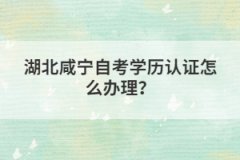 湖北咸寧自考學(xué)歷認(rèn)證怎么辦理?