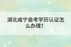 湖北咸寧自考學(xué)歷認(rèn)證怎么辦理？