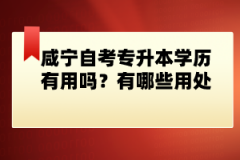 咸寧自考專升本學歷有用嗎？有哪些用處？