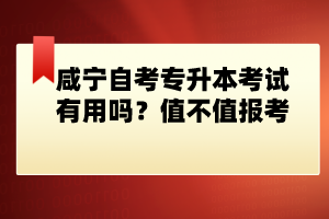 咸寧自考專升本考試有用嗎？值不值報考？